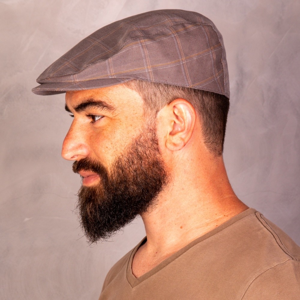 Boina Masculina Italiana Xadrez Cinza Forrada