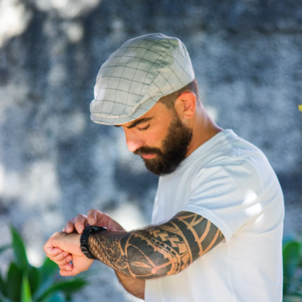 Boina Masculina Italiana Denver Xadrez Cinza e Preto