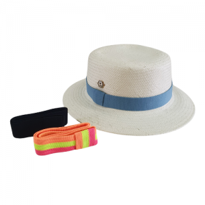 Chapéu Bucket Casual Manly Shantung Fita Azul + 2 fitas nas cores preta e colorida