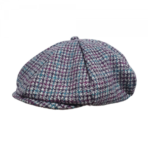 Boina Inglesa Masculina Oitavada Peaky Blinders Xadrez Lilás e Azul