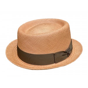 Chapéu Pork Pie Trilby Panamá Legítimo Bigalli Putty